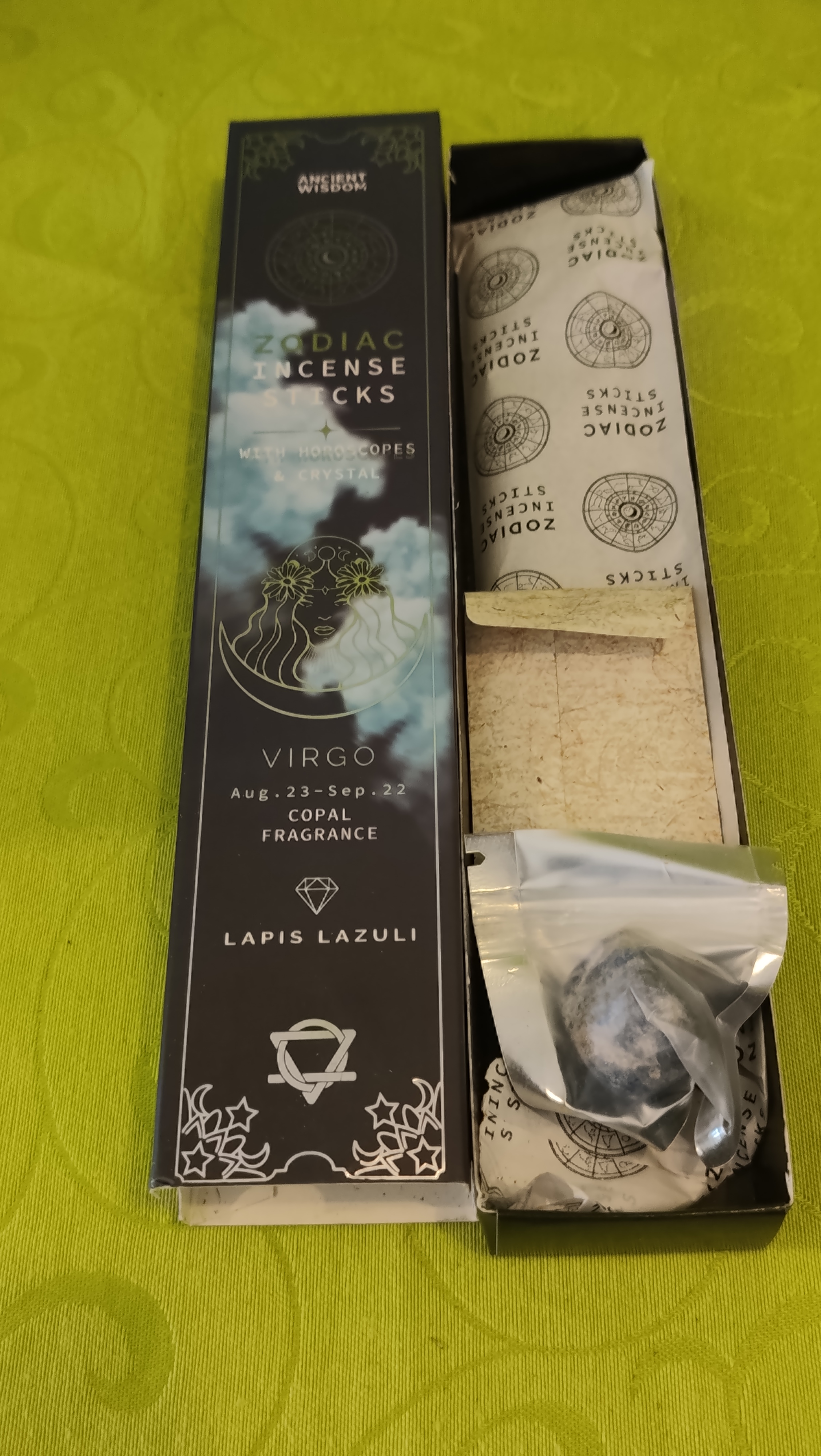 (imagem de) Incenso do Zodíaco Virgem (Copal) + Cristal Lápis-Lazúli