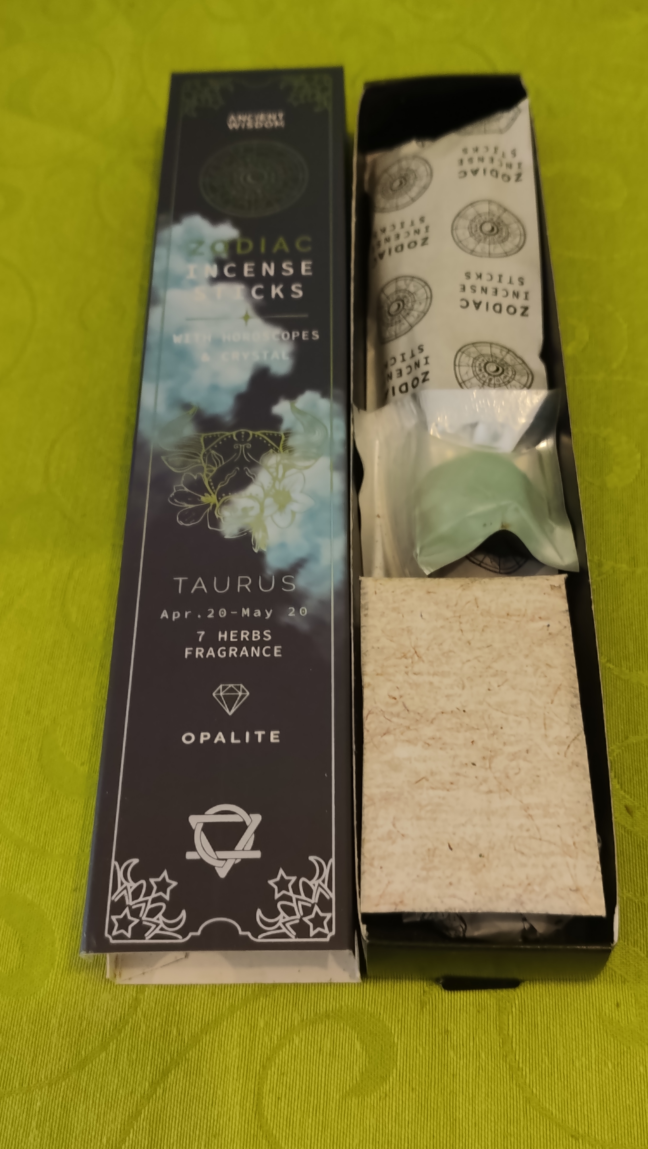 (imagem de) Incenso do Zodíaco Touro (7 Ervas) + Cristal Opalite