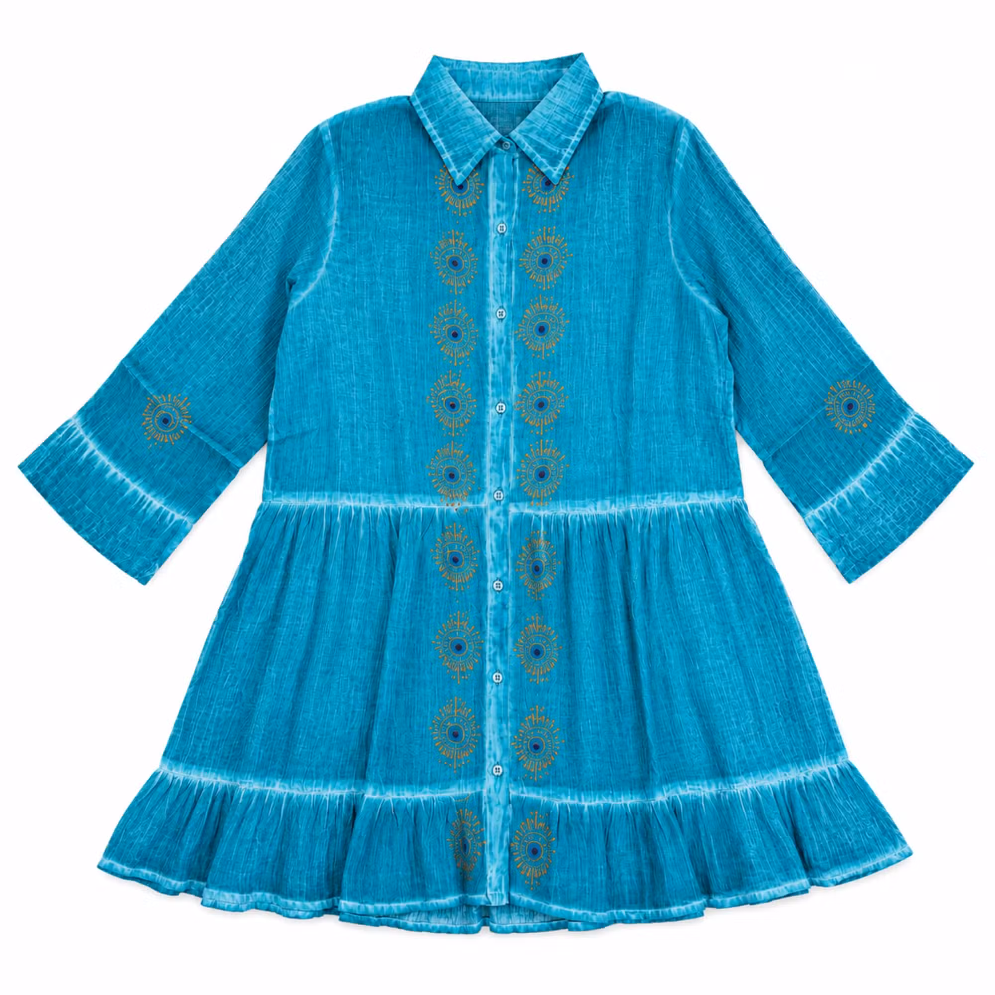 (imagem de) Nomad Sari - Vestido Túnica Turquesa com Olho Grego