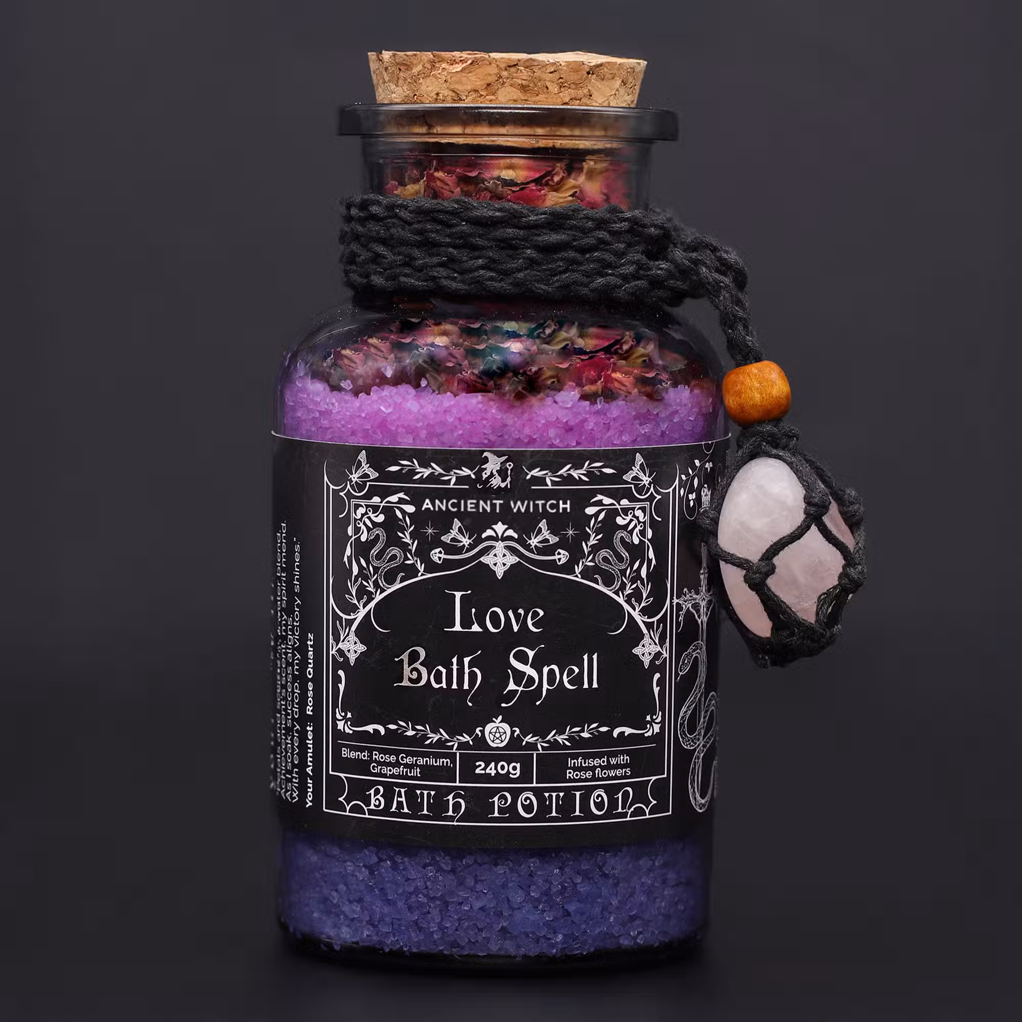 (imagem de) Ritual de Banho "Amor" com Amuleto de Quartzo Rosa